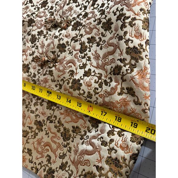 Vintage Gold Dragon Brocade Mandarin Jacket XS Longline Asian Inspired Blazer - Picture 14 of 16
